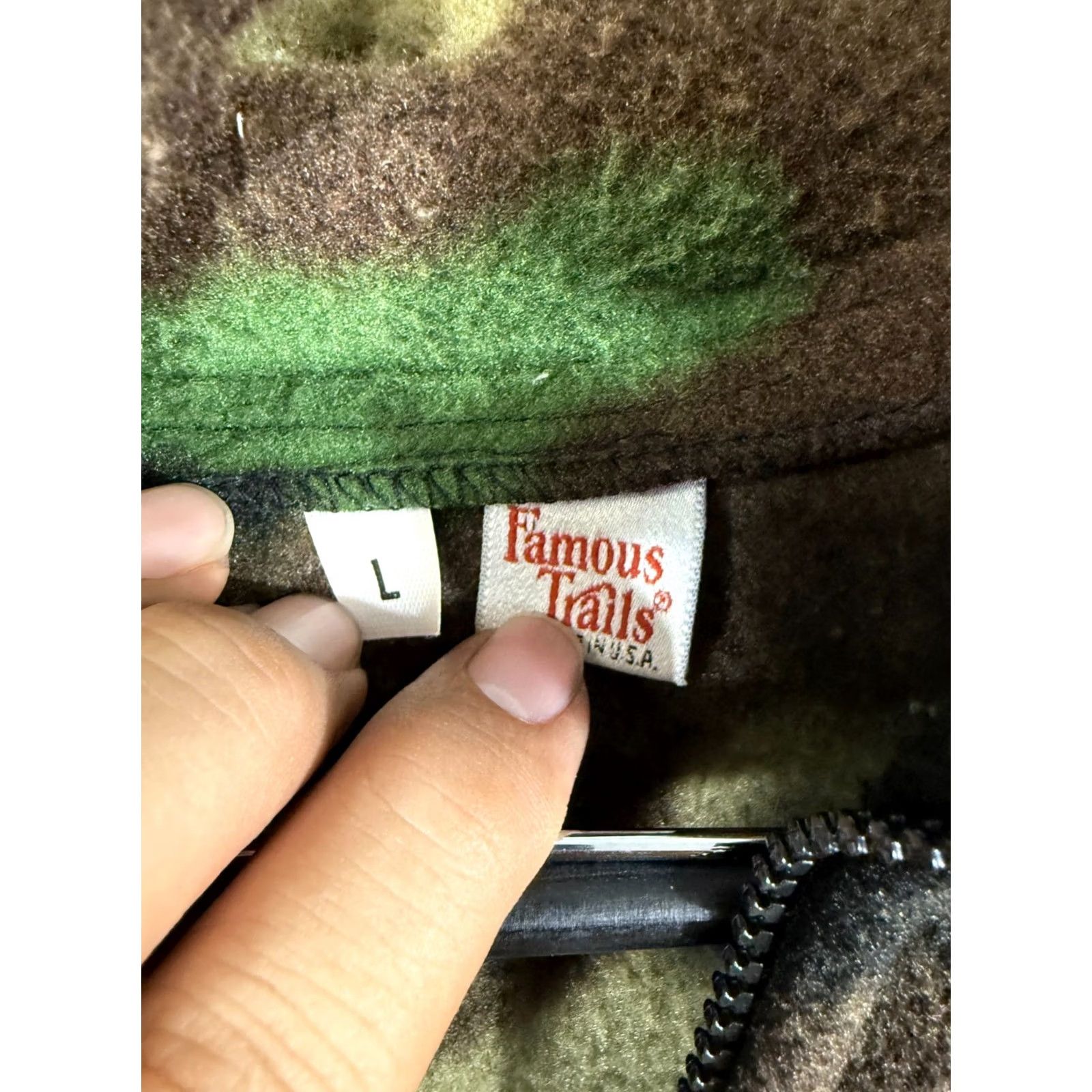 Rails Famous Trails Fleece Jacket Mens L Green Brown Camo Full Zip USA Made Vintage Size US L / EU 52-54 / 3 - 6 Thumbnail