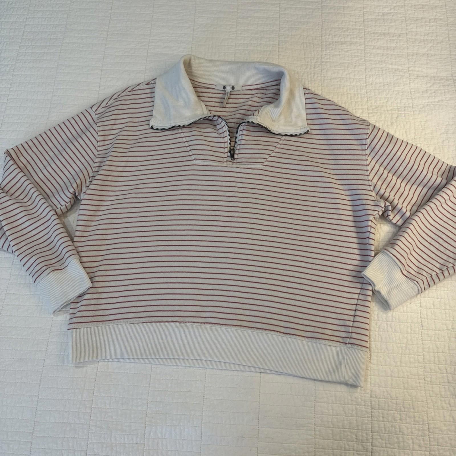 Other Three Dots L Marty Quarter Zip Long Sleeve Pullover Stripe Size L / US 10 / IT 46 - 3 Thumbnail