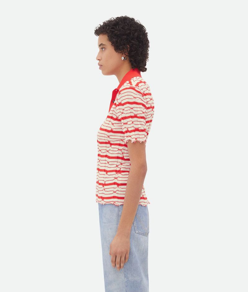 Bottega Veneta o1s1rm1125 Distorted Stripe Cotton Polo Shirt in Multicolor Size S / US 4 / IT 40 - 2 Thumbnail