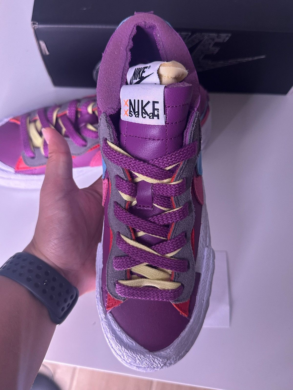 Kaws × Nike × Sacai Nike Blazer Low Sacai KAWS Shoes Purple Dusk-Aqua-Pink Size US 6.5 / IT 36.5 - 3 Thumbnail