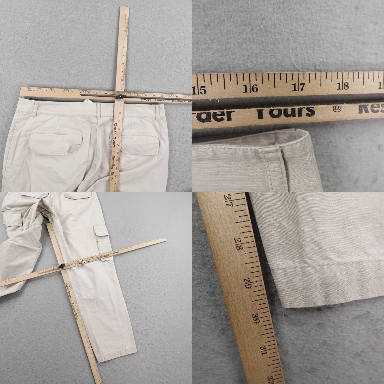 Alo Alo Pants Mens 34R Khaki Beige Tan Ripstop Cargo Trouser Baggy Loose Utility Pants Size US 34 / EU 50 - 8 Thumbnail