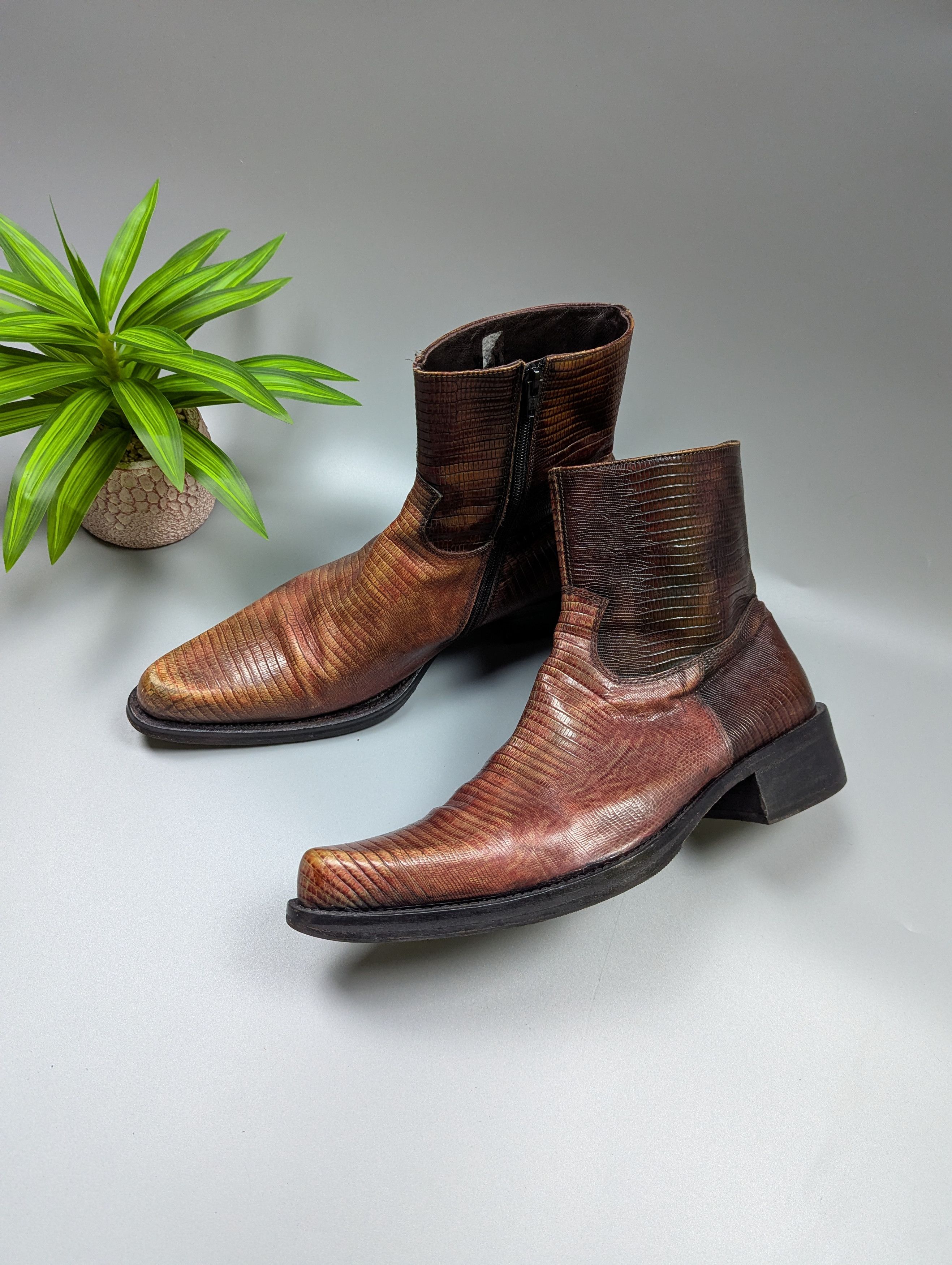 Vintage Vintage Mens Lizard Leather Boots Western Cowboy 44/10.5 Size US 10.5 / EU 43-44 - 19 Thumbnail