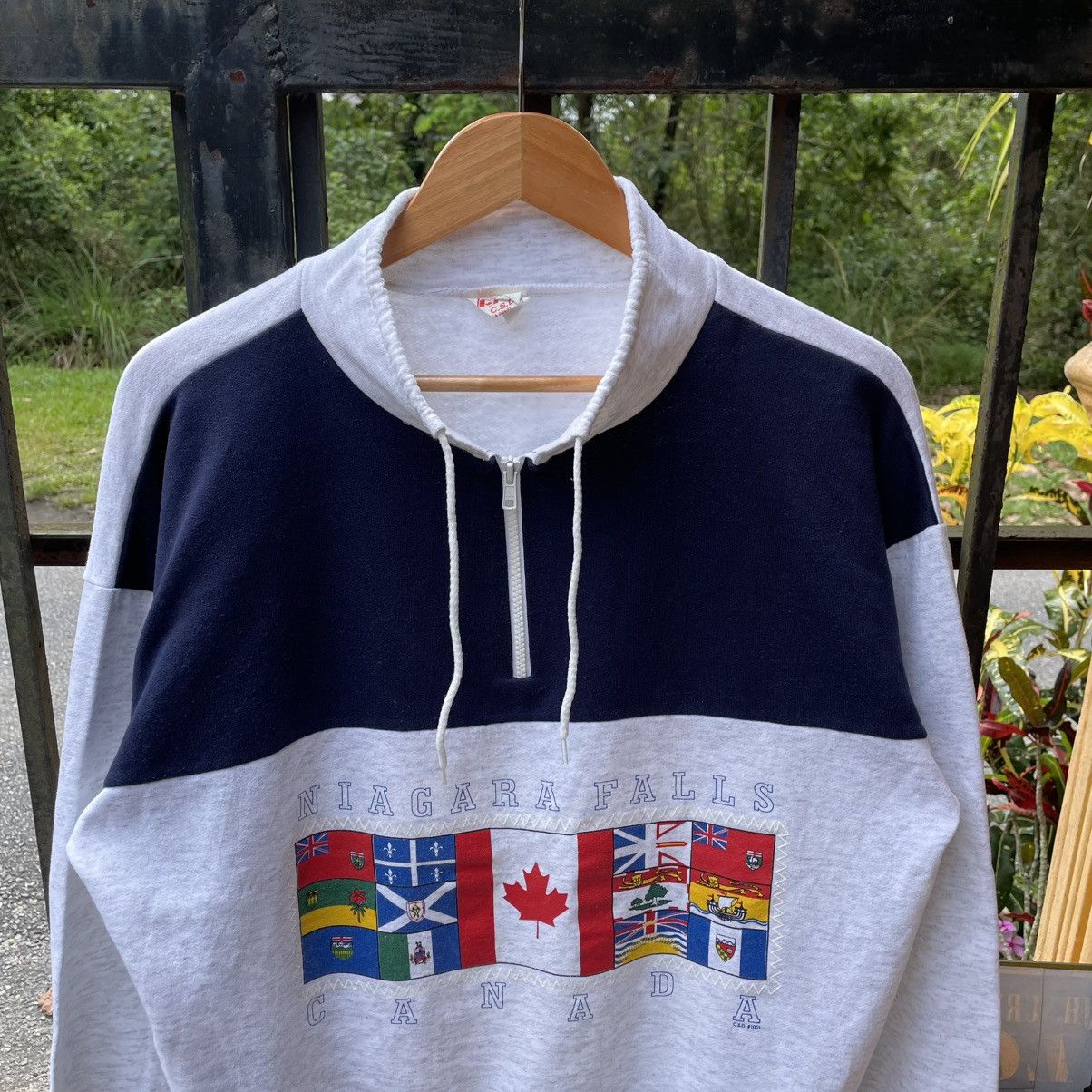 Vintage 🔥Vintage Niagara Falls Canada Flag half Zipper Sweatshirts Size US M / EU 48-50 / 2 - 4 Thumbnail