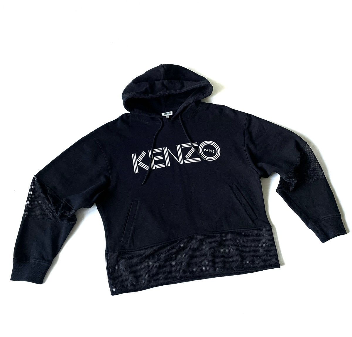 Kenzo Kenzo Women Black Hoodie Big Logo Made In Portugal Size L Size L / US 10 / IT 46 - 1 Thumbnail