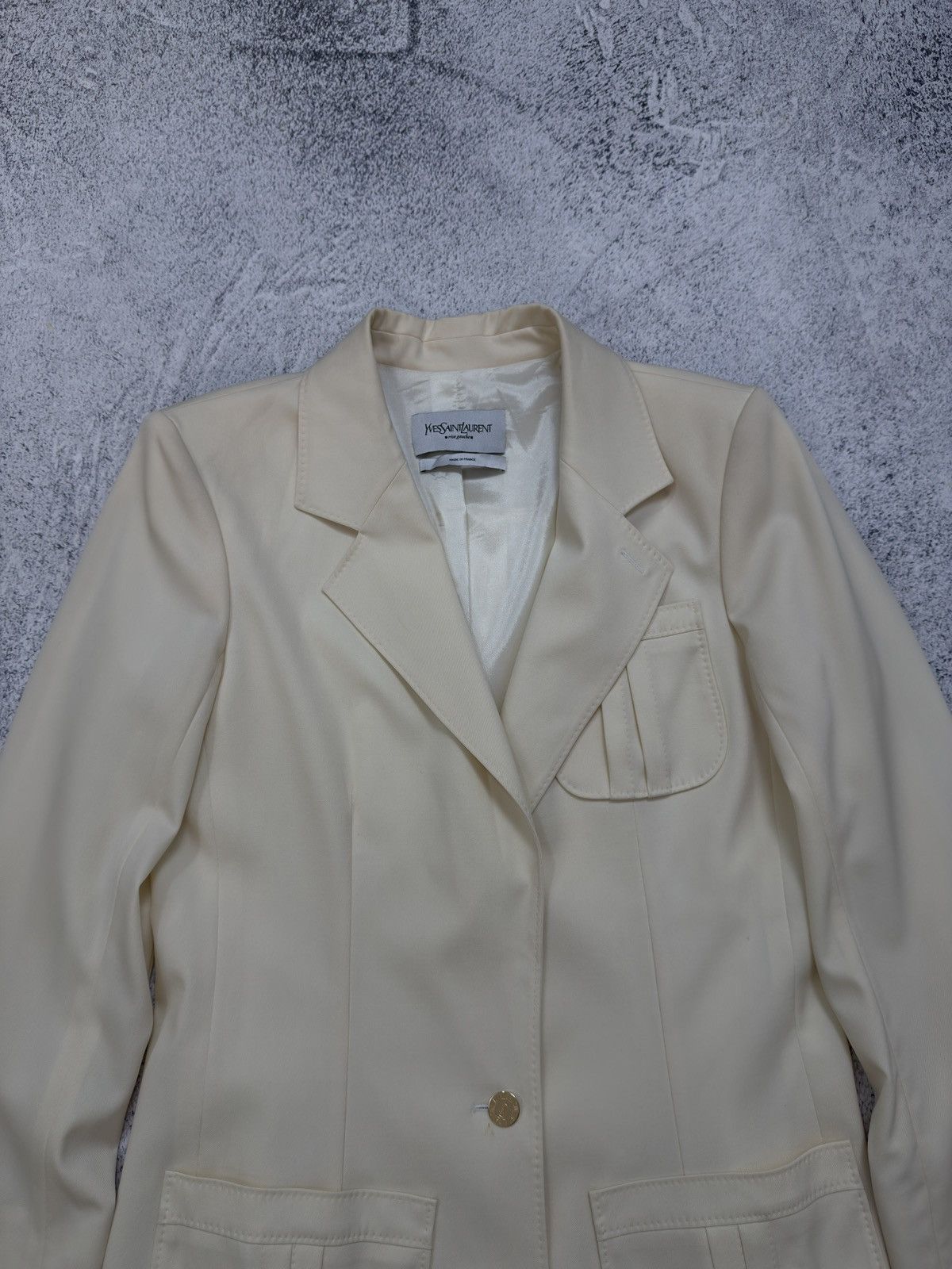 Yves Saint Laurent YVES SAINT LAURENT RIVE GAUCHE BEIGE BLAZER JACKET LANA WOOL Size M / US 6-8 / IT 42-44 - 6 Thumbnail