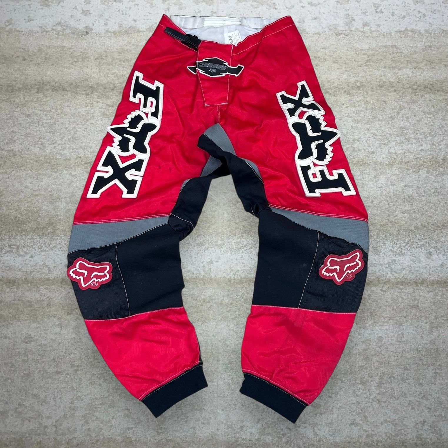 Crazy Vintage Y2K Fox Motocross Pants Red Black White Baggy
