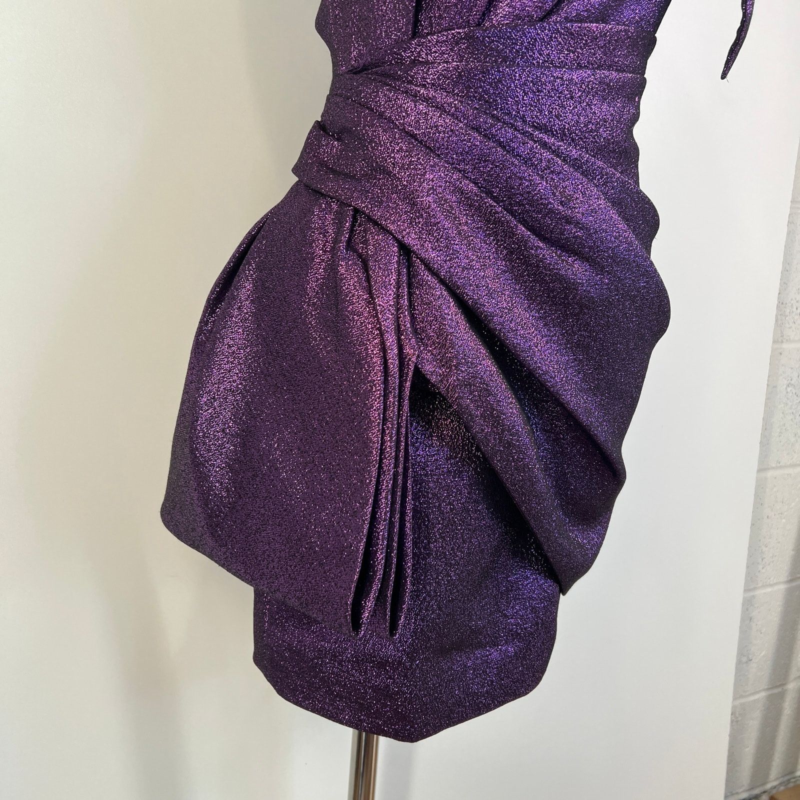 Ronny Kobo Ronny Kobo Brit Dress Purple Metallic Mini One Shoulder Size XS / US 0-2 / IT 36-38 - 6 Thumbnail