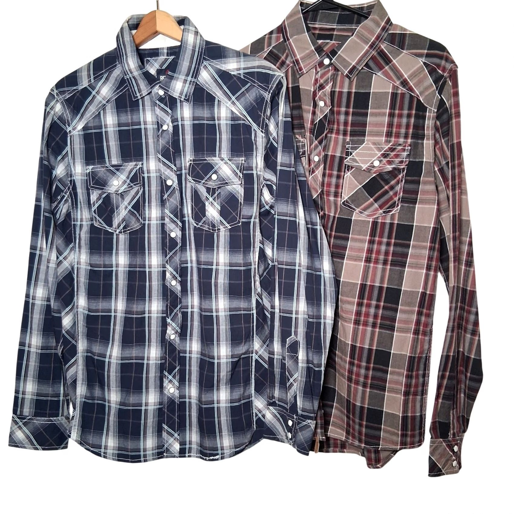 Vintage VINTAGE Red Snap Clothing Company Western Shirt Pair Men Medium Plaid Red Blue Ranch NEW Size US M / EU 48-50 / 2 - 2 Thumbnail