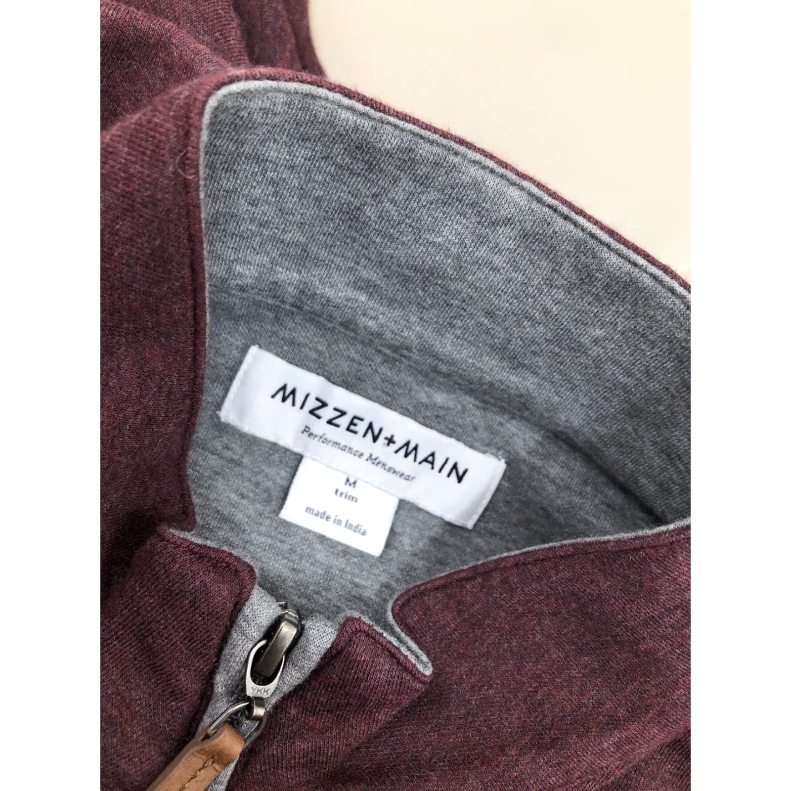 Mizzen+Main MIZZEN + MAIN Sweater Shirt Mens M Maroon Zip Neck Trim Fit Performance Pullover Knit Knitwear Modern Merino? Size US M / EU 48-50 / 2 - 5 Thumbnail