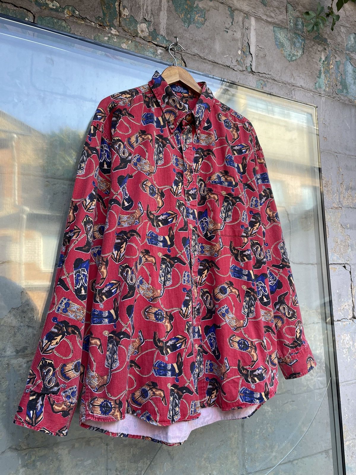 Vintage Vintage Western Red Printed Casual Shirt Size US XL / EU 56 / 4 - 1 Thumbnail