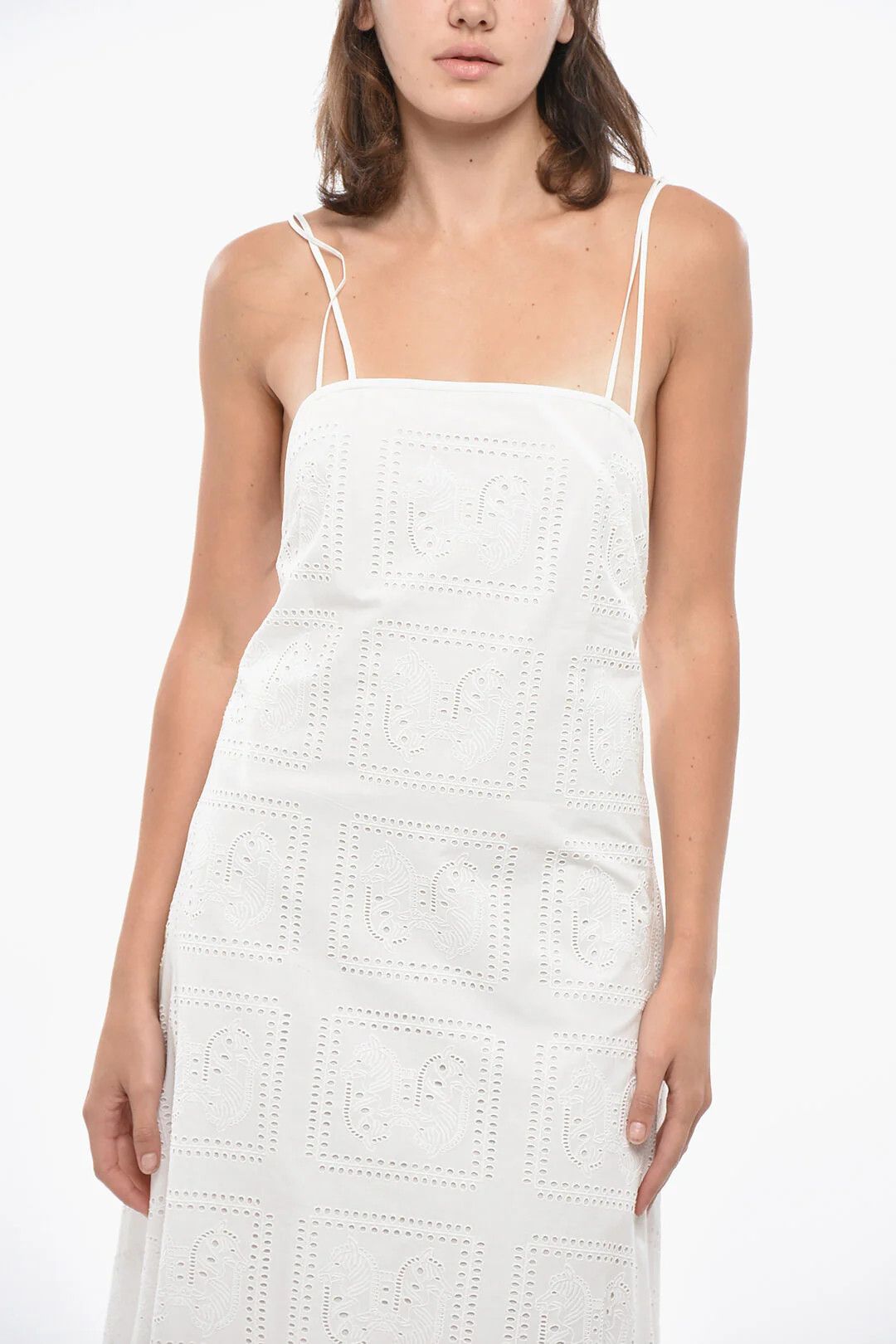 Tory Burch og1mm0426 Sangallo Bare-Back Midi Dress in White Size M / US 6-8 / IT 42-44 - 4 Thumbnail