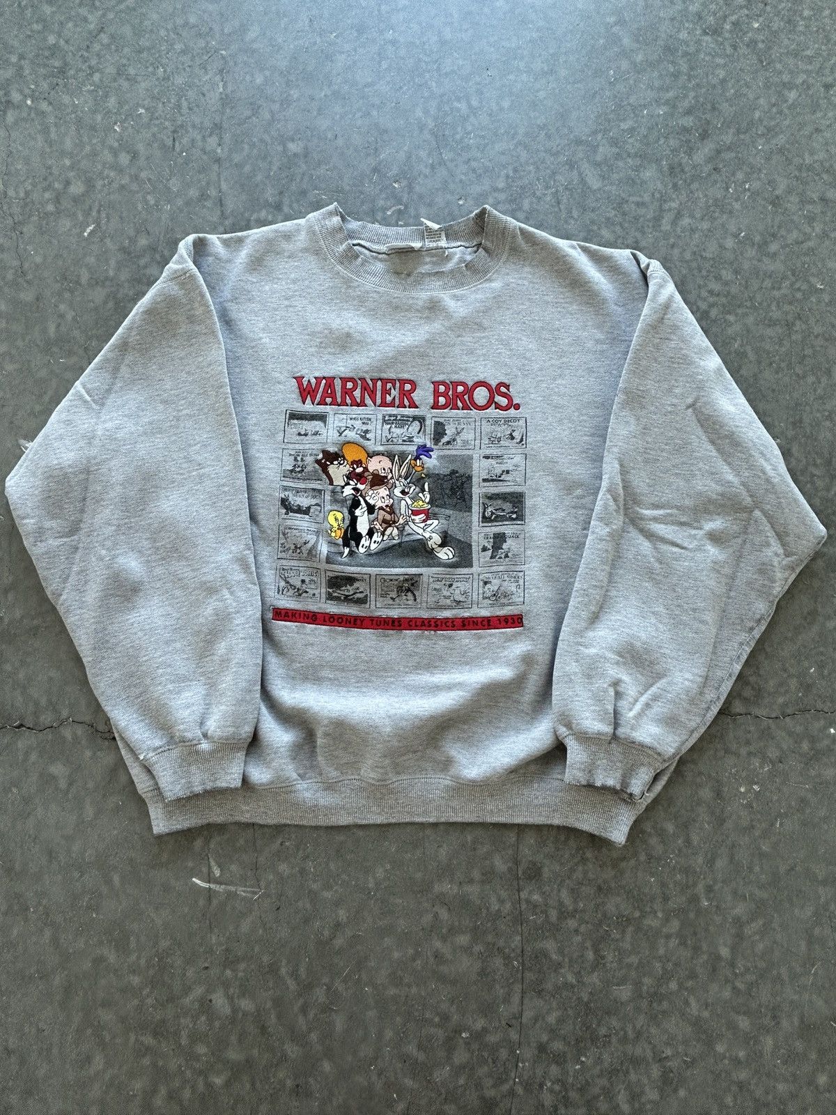 Vintage Vintage 90s Warner Bros Looney Tunes Sweatshirt Boxy Fit Size US XL / EU 56 / 4 - 1 Thumbnail