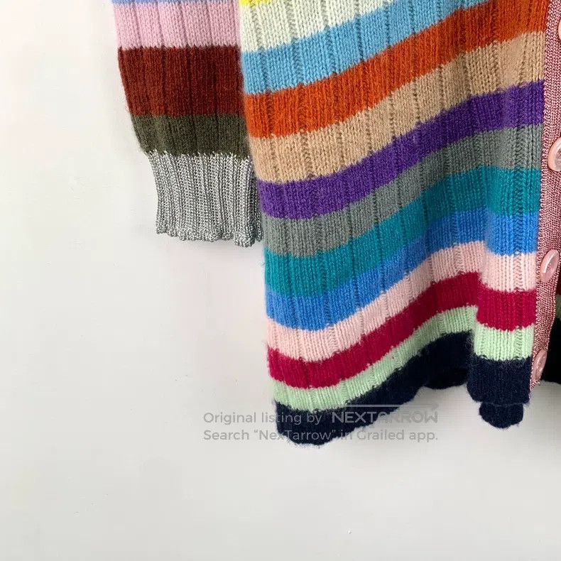 Gucci Gucci Colourful striped cashmere V-neck single-breasted lo Size S / US 4 / IT 40 - 4 Thumbnail
