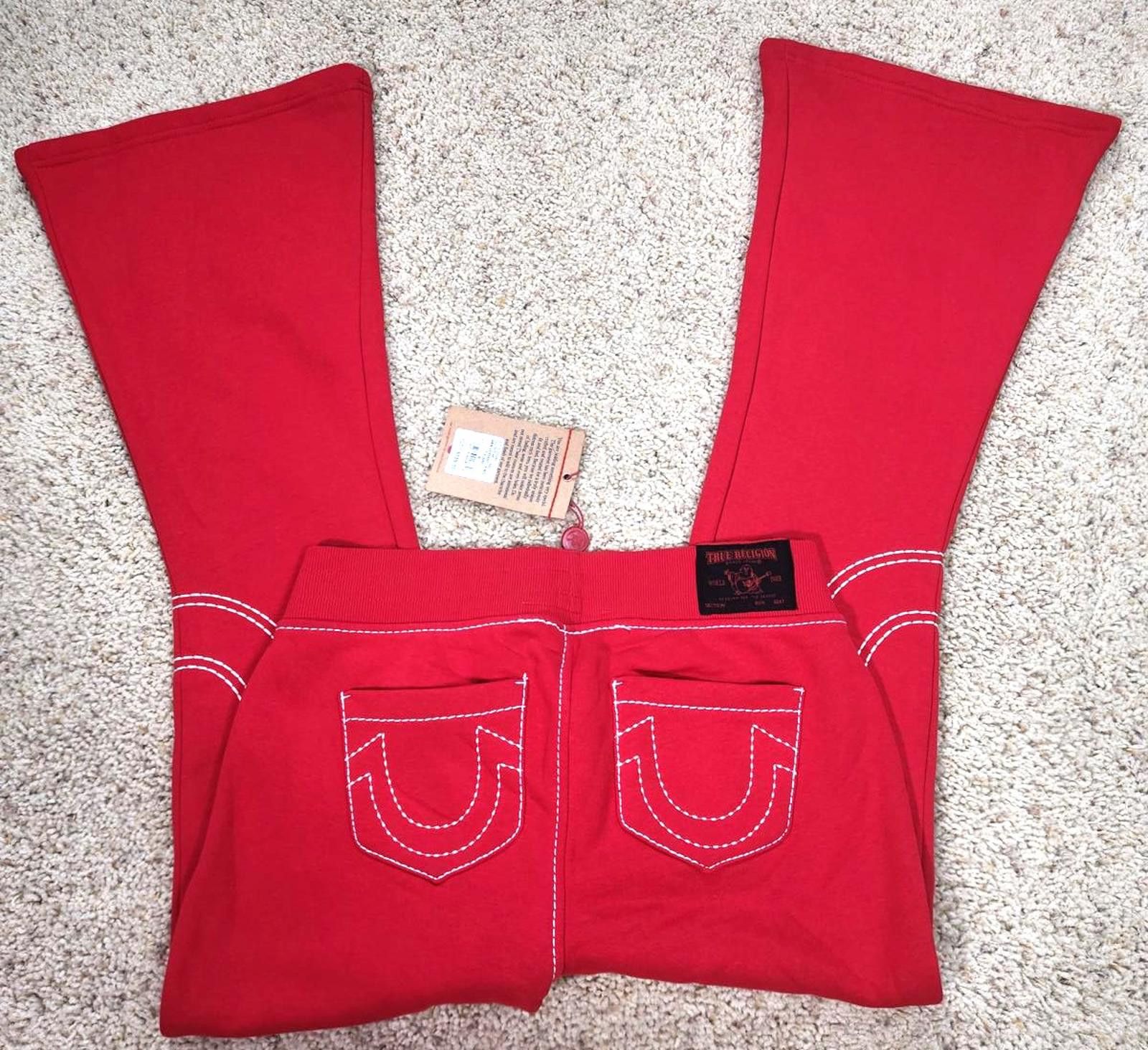 NEW True Religion Pull-On Flare Jeans Red Anniversary Small