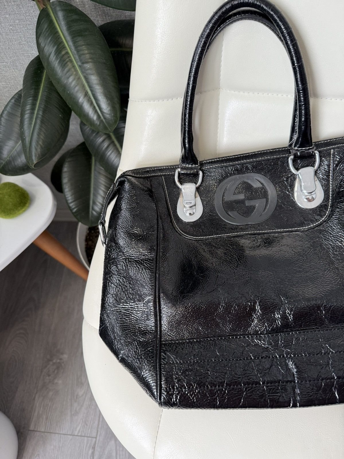 Gucci Gucci Dialux Snow Glam Black Hand Bag Boston Bag GG Logo Size ONE SIZE - 3 Thumbnail
