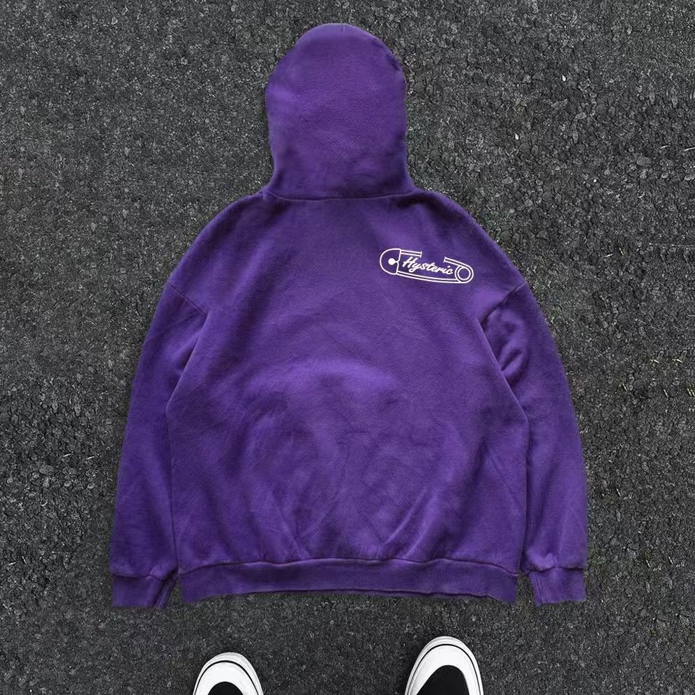 Japanese Brand × Vintage Purple pin print washed vintage cotton hoodie Size US L / EU 52-54 / 3 - 2 Thumbnail