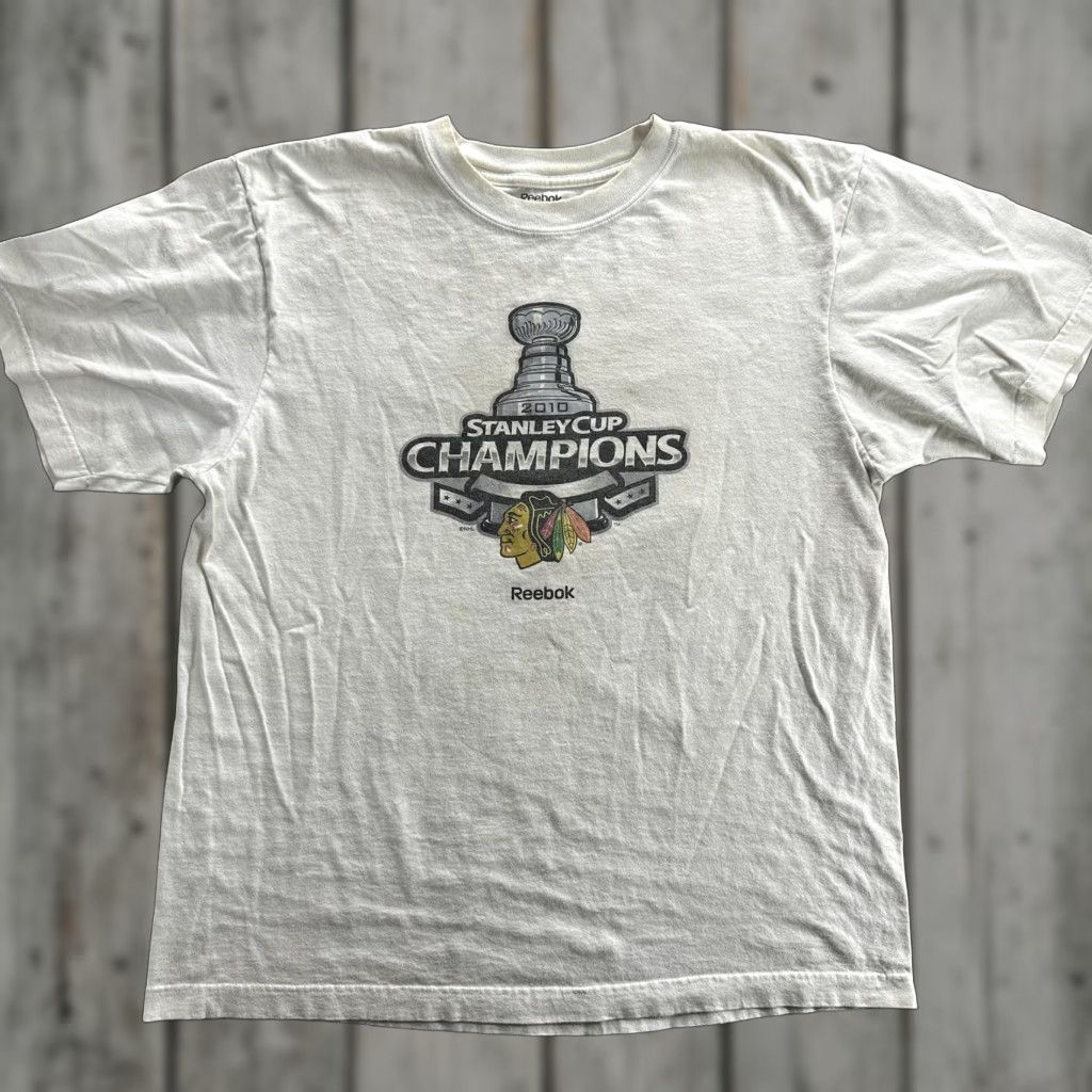 Reebok Chicago Blackhawks Shirt Mens Large White 2010 Stanley Cup Champions Reebok NHL Size US L / EU 52-54 / 3 - 1 Thumbnail