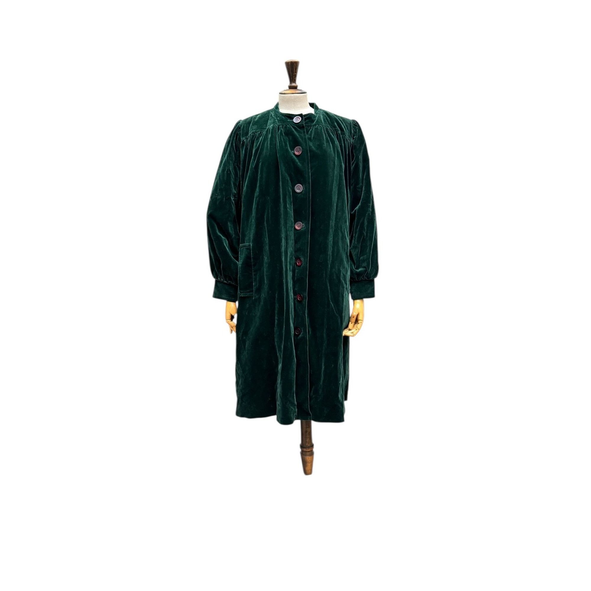 Yves Saint Laurent Vintage Green Velvet Coat Size L / US 10 / IT 46 - 1 Thumbnail