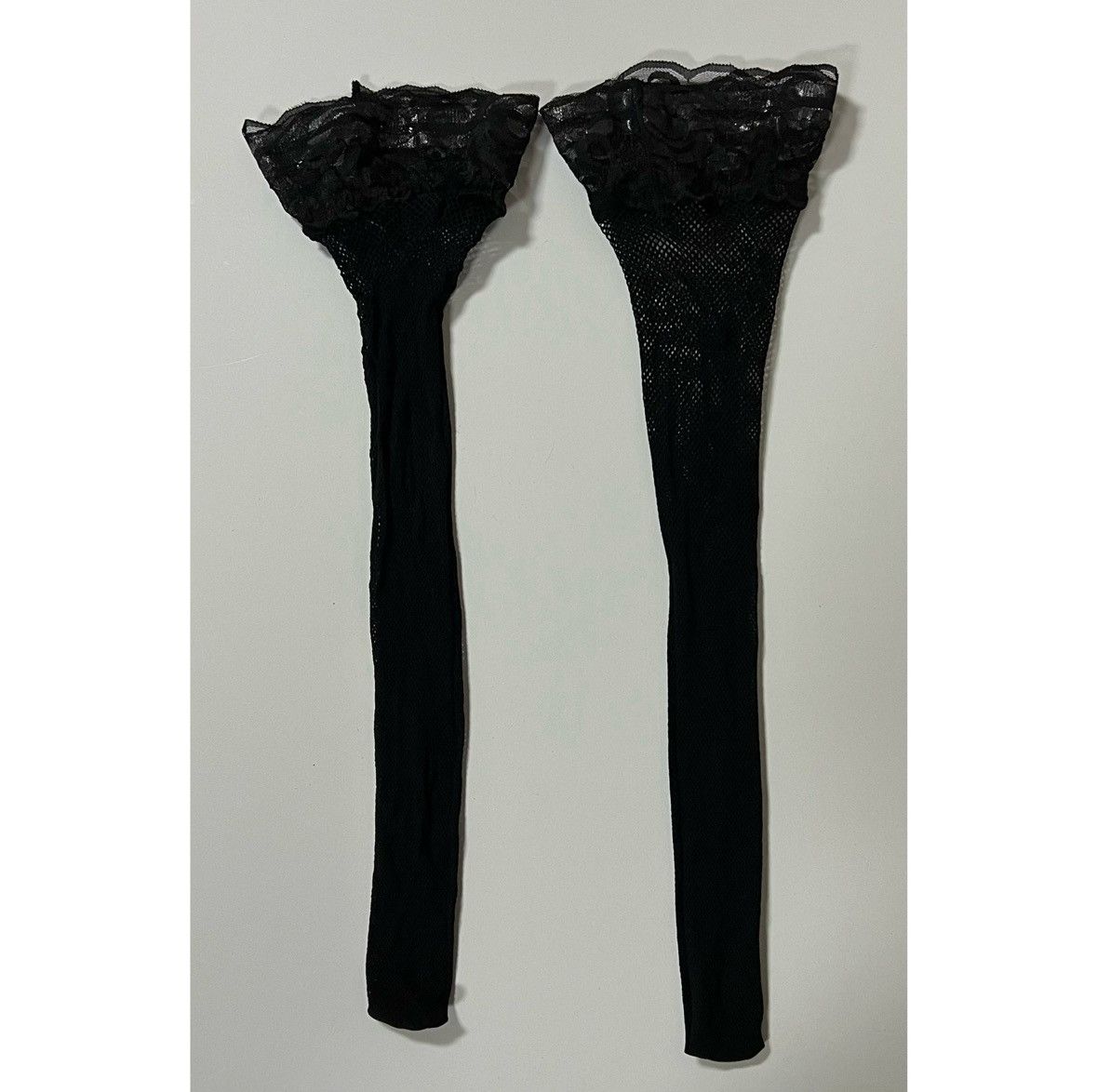 Vintage Black Lace Fishnet Knee High Thigh High Socks Lingerie 🖤 Size ONE SIZE - 3 Thumbnail