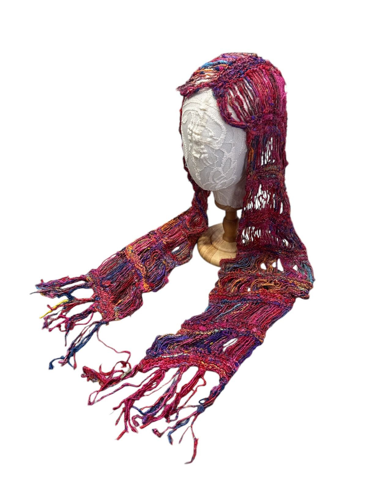 Japanese Brand SILK PERFORATED DESTROYED DISTRESSED SCARF Size ONE SIZE - 1 Thumbnail