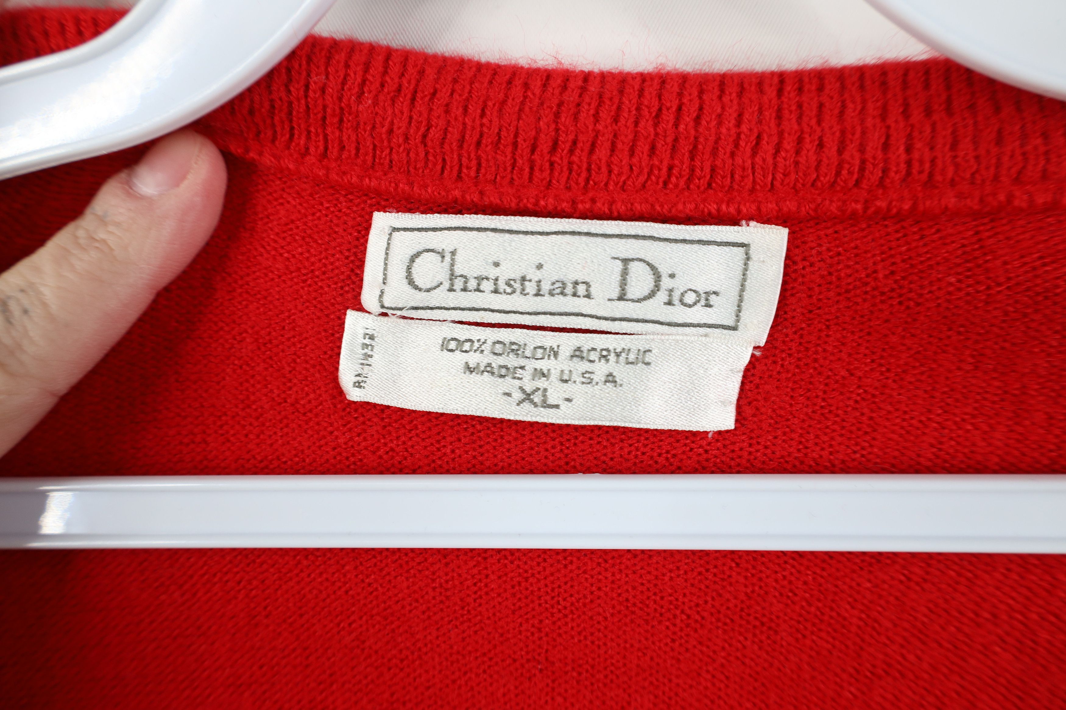 Christian Dior Monsieur Vintage 80s 90s Christian Dior Knit V-Neck Sweater Red USA Size US XL / EU 56 / 4 - 8 Thumbnail