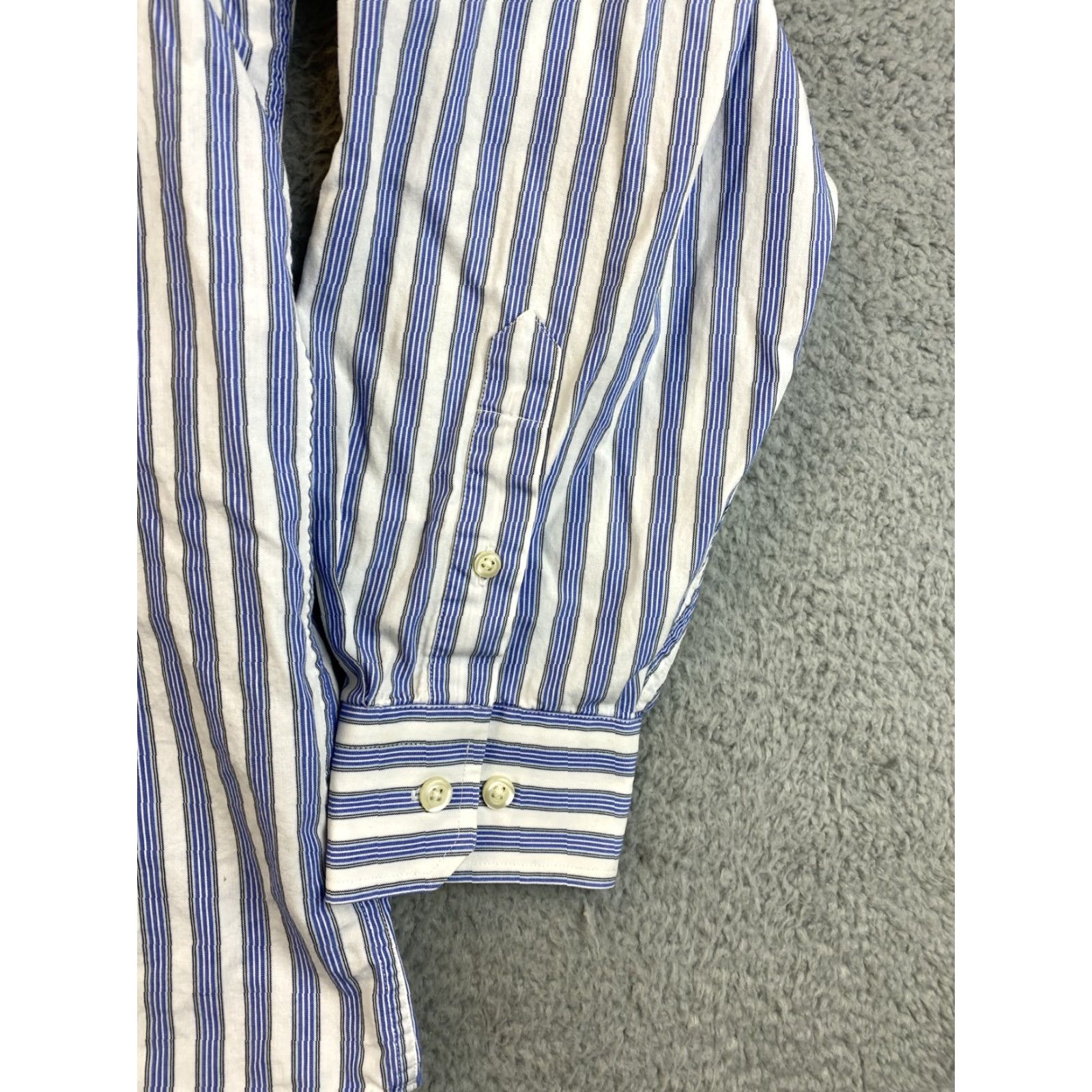 Nautica VINTAGE Nautica Dress Shirt Button-Down Striped Blue XL Men’s Shirt - Long Sleeve, Collared, Regular Fit Size 46R - 4 Thumbnail