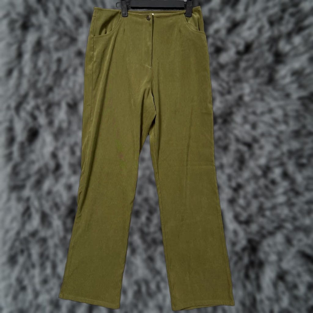 Vintage VINTAGE Suzanne Somers Collection Pants Women 10 Moss Green 90s Dress Pants Straight Leg Pockets Office Casual Size 32" / US 10 / IT 46 - 1 Thumbnail