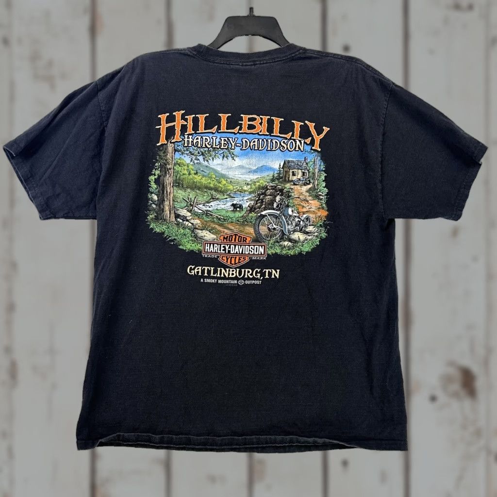 Harley Davidson Harley-Davidson Shirt Mens XL Black Gatlinburg Smoky Mountain 2010 2012 Tee Stratman Size US XL / EU 56 / 4 - 1 Thumbnail