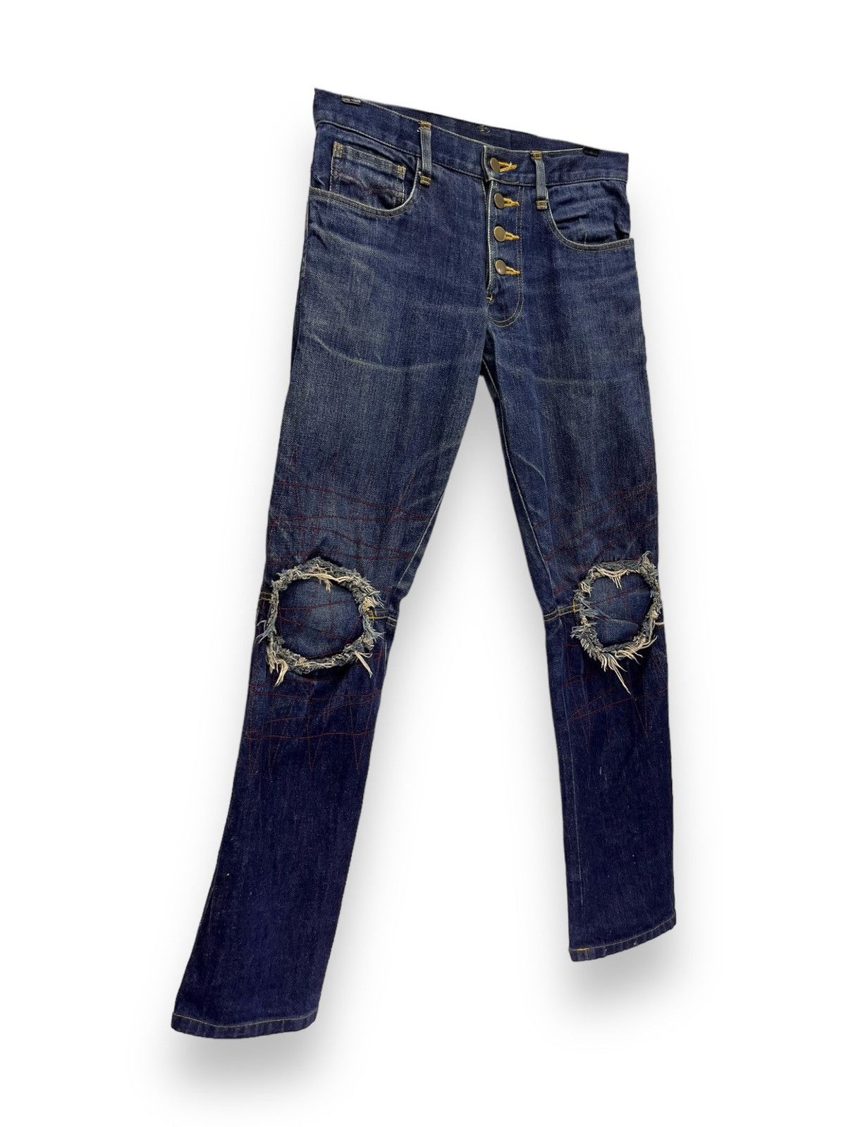 Christopher Nemeth 🔥DESIGNER NEMETH Grunge Blow Knee Patched Distressed Size US 28 / EU 44 - 3 Thumbnail