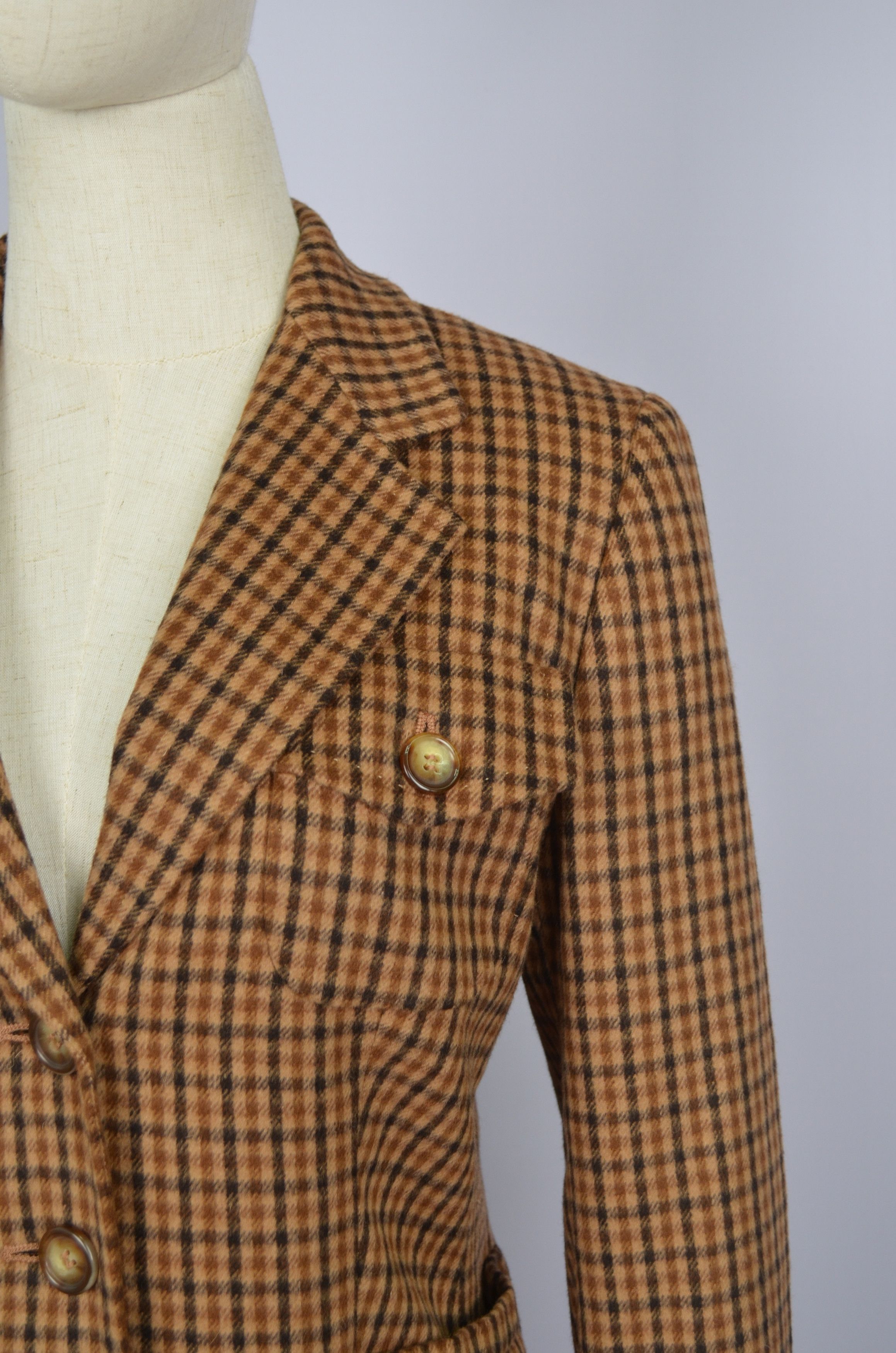 Designer × Max Mara Max Mara Check Brown Wool Angora Blazer Jacket Size US6 Size M / US 6-8 / IT 42-44 - 4 Thumbnail