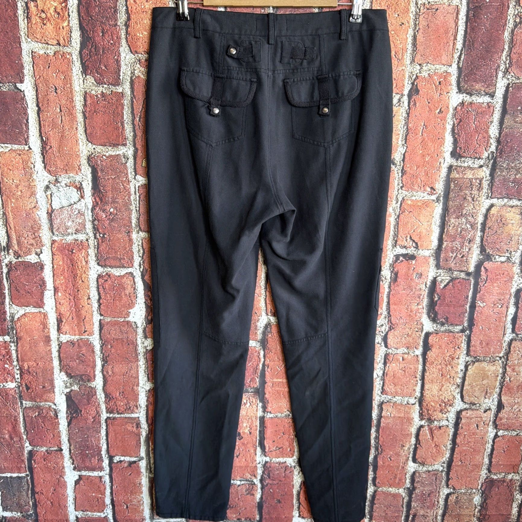 Vintage Go Silk Pants 6 Black Womens Silk Flat Front Zipper Button Dress Pants Skinny Inseam 32 Comfort Breathable Lightweight Size 28" / US 6 / IT 42 - 4 Thumbnail