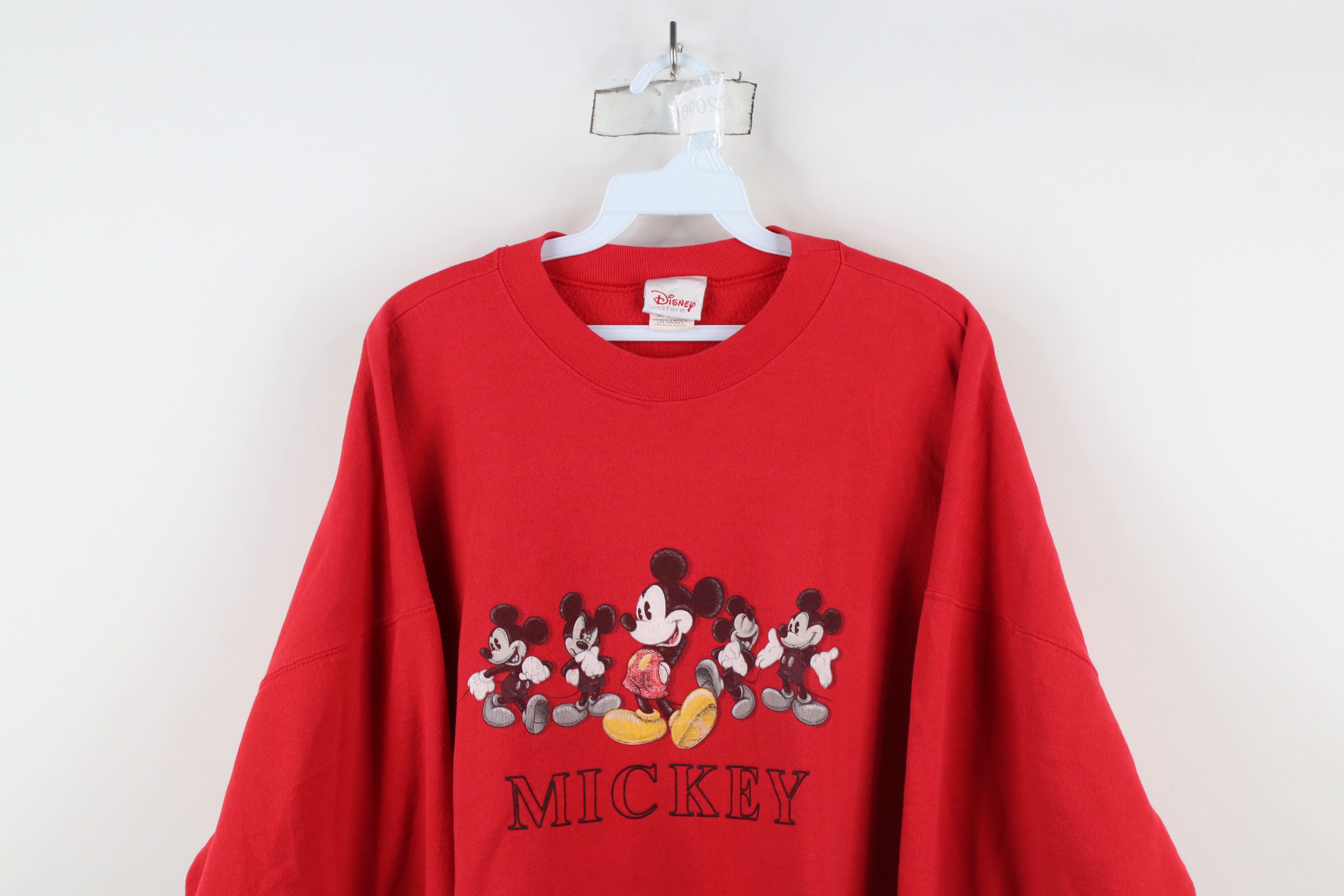 Disney × Vintage Vintage 90s Disney Spell Out Mickey Mouse Sweatshirt Red Size US XXL / EU 58 / 5 - 2 Thumbnail