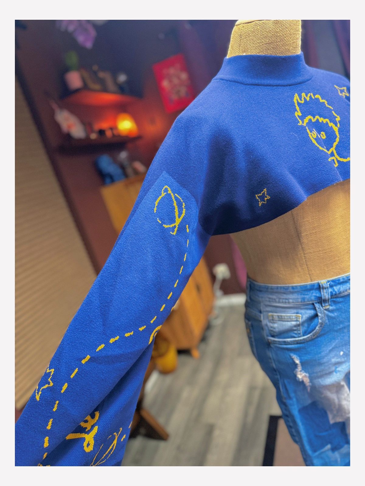 Other Navy “Little Prince” Inspired Cropped Knit Sweater Size ONE SIZE - 6 Thumbnail