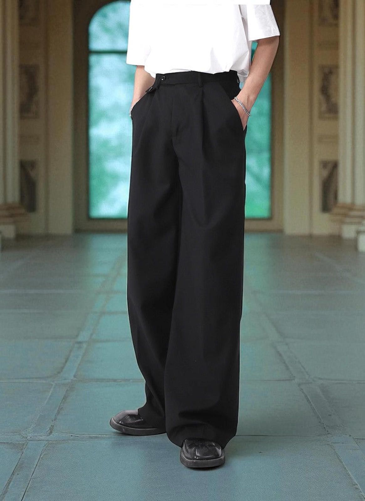 Japanese Brand Wide-Leg Tailored Trousers - High-Waist Architectural Pants Size 28" / US 6 / IT 42 - 3 Thumbnail