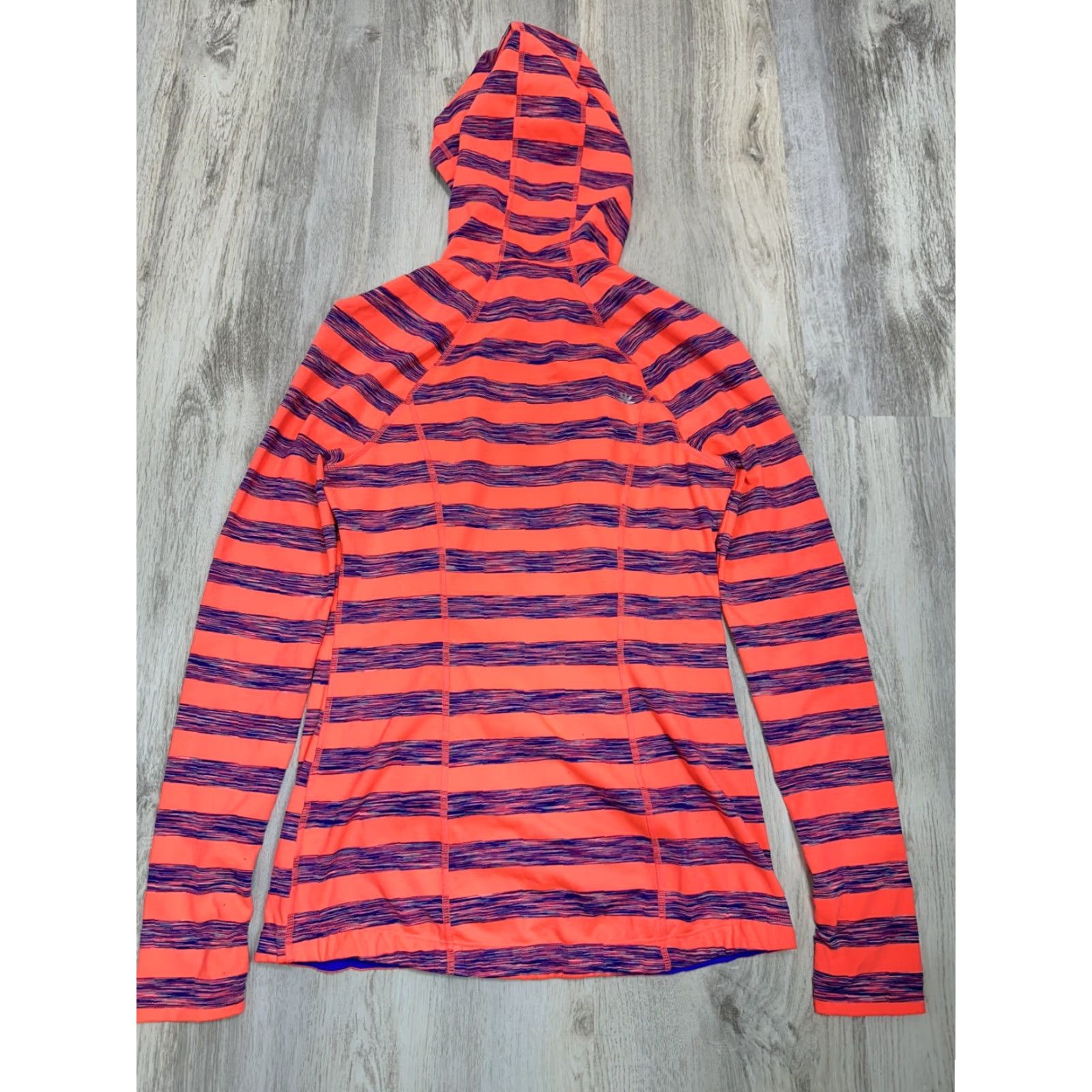Vintage Lukka Women’s Orange Purple Stripe Active Jacket Full Zip Hooded Lightweight S Small Womens Track Jacket Size S / US 4 / IT 40 - 3 Thumbnail