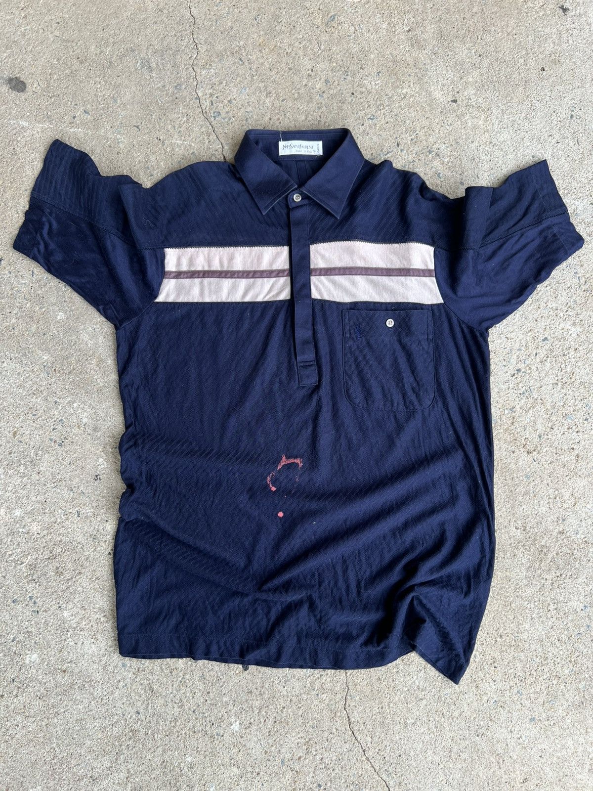 Saint Laurent Paris Paper Thin Thrashed 90s Yves Saint Laurent Polos tee Size US M / EU 48-50 / 2 - 2 Thumbnail