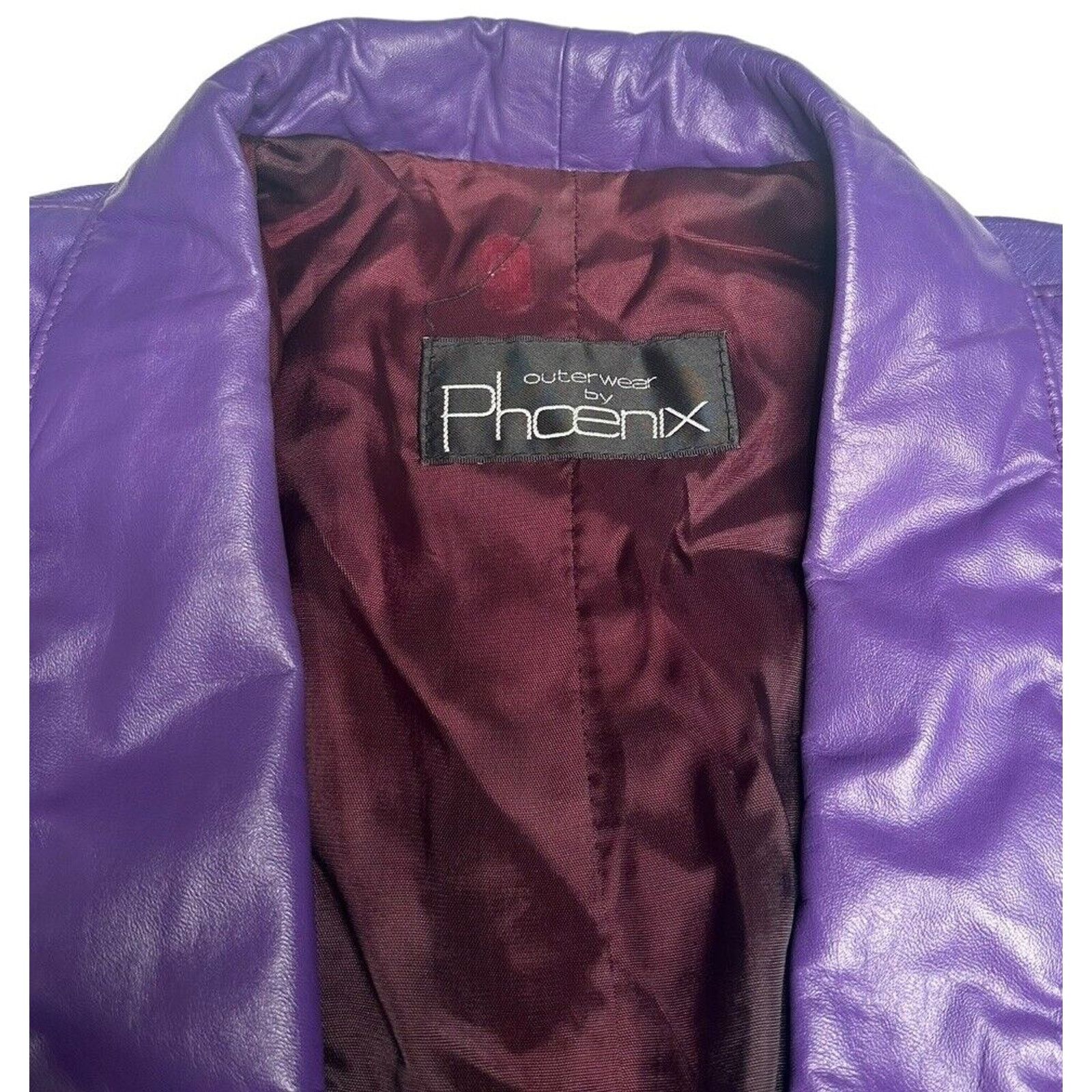 Other Vtg 90s Outerwear by Pheonix Purple Leather Jacket Coat SP Size S / US 4 / IT 40 - 7 Thumbnail