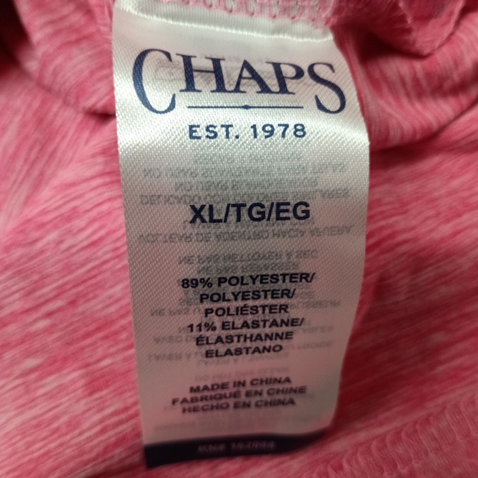 Chaps Chaps Performance Polo Shirt Men's XL Pink Moisture Wicking Size US XL / EU 56 / 4 - 7 Thumbnail