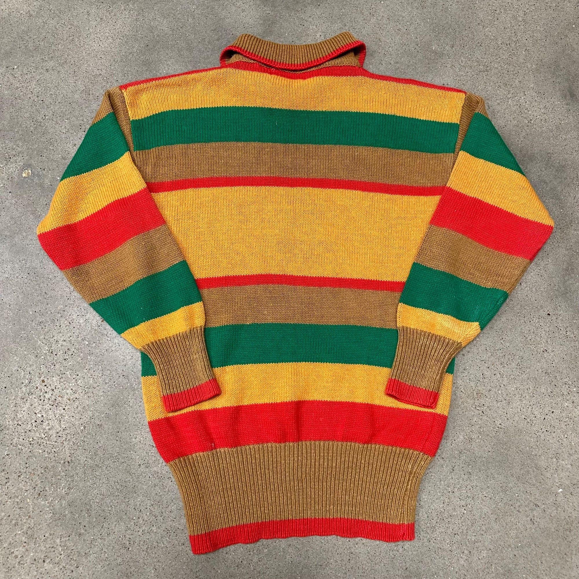 Vintage Vintage 70s Knit Unique Patterned Collared Sweater Size US L / EU 52-54 / 3 - 2 Thumbnail