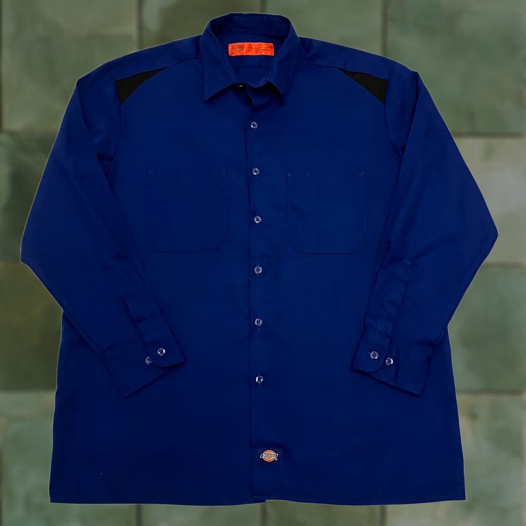 Dickies Dickies Work Shirt Mens Large Long Sleeve Blue Button Up Contrast Panel Size US L / EU 52-54 / 3 - 1 Thumbnail