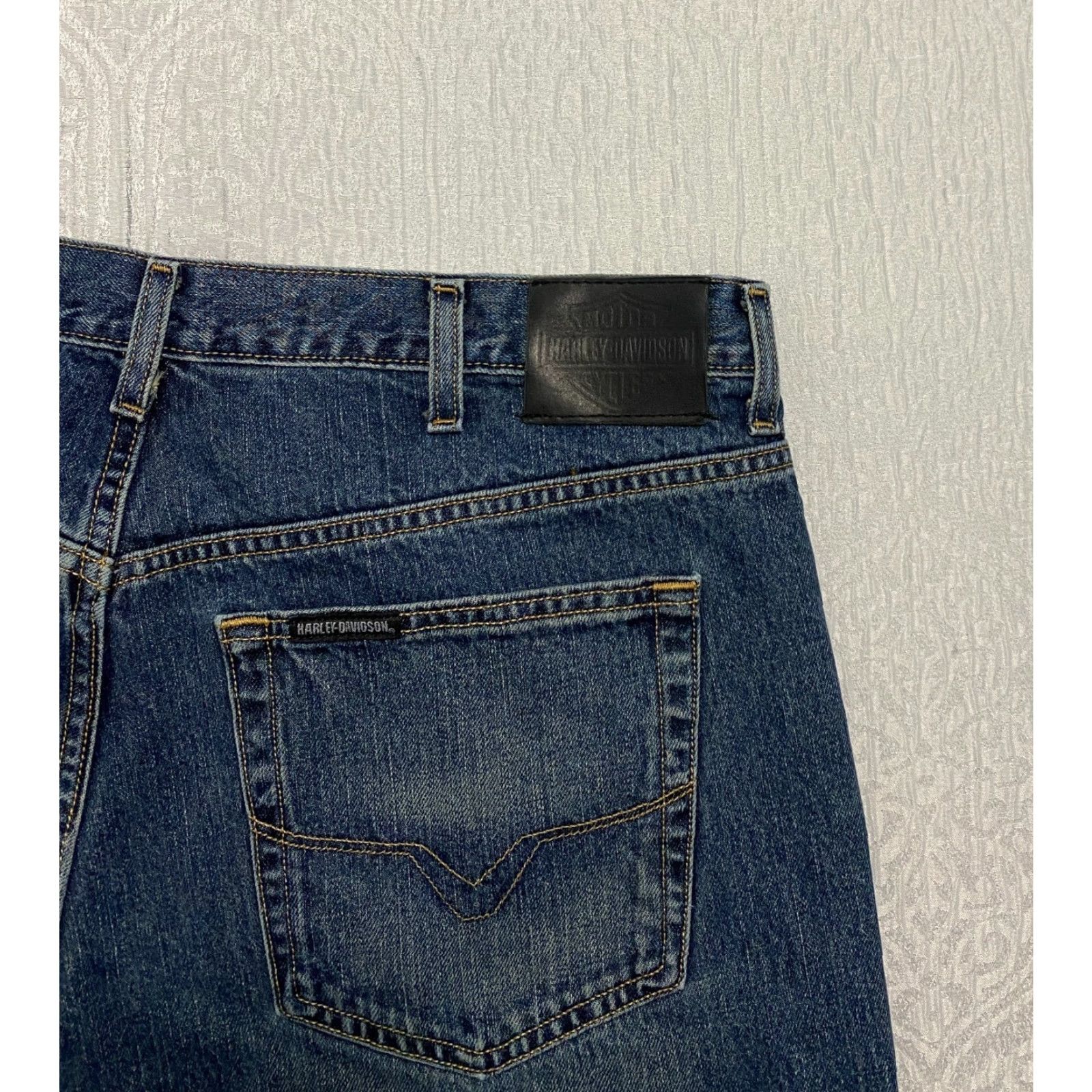 Harley Davidson Harley-Davidson Jeans Men’s 38×32 Blue Faded Straight Motorcycle Denim 5-Pocket Classic Button Zip Size US 38 / EU 54 - 3 Thumbnail