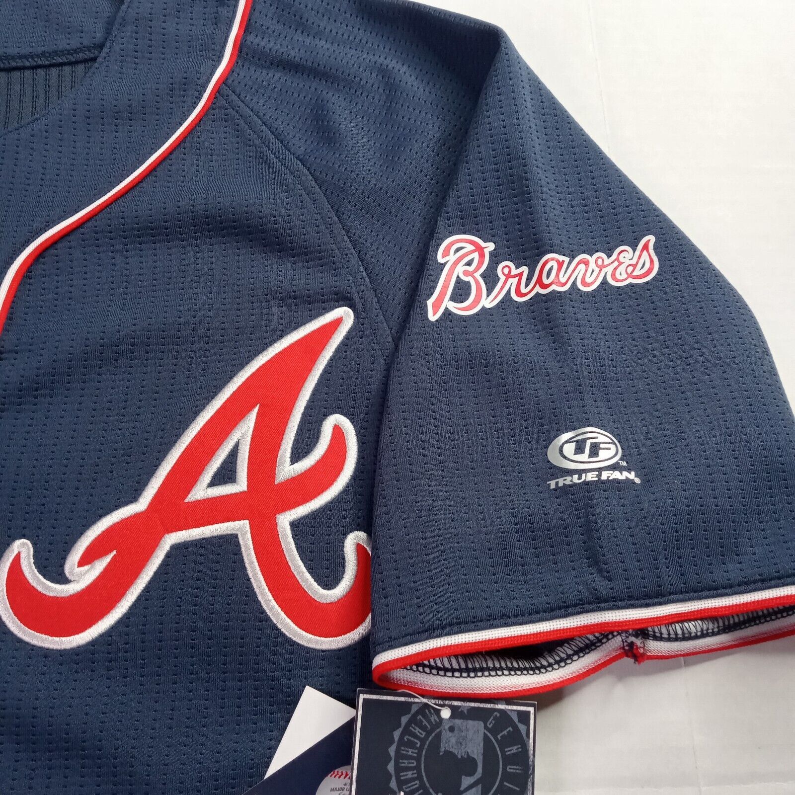& Other Stories Atlanta Braves Jersey Mens S Small Blue True Fan Embroidered Size US S / EU 44-46 / 1 - 3 Thumbnail