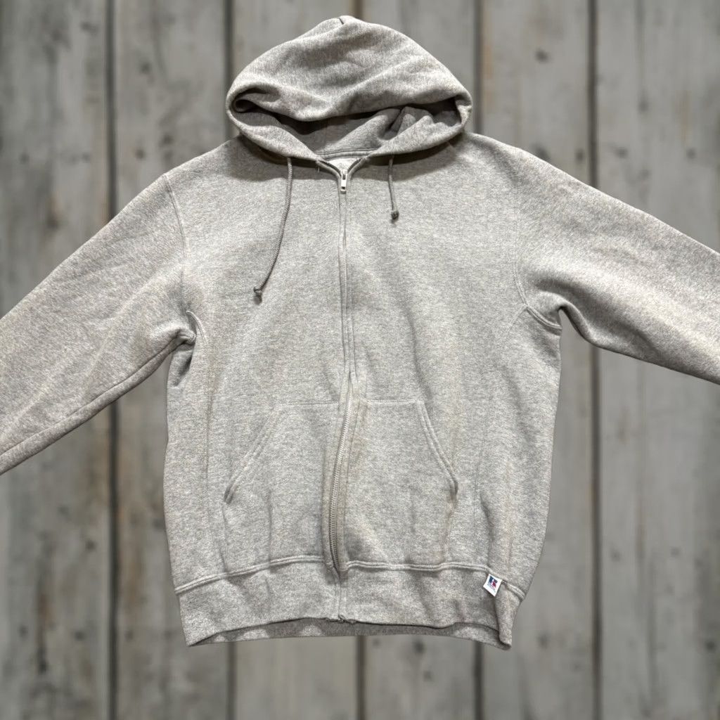 Vintage VTG Russell Jacket Fullzip Hooded Gray L Men's Cotton Blend 90s Y2K Distressed Size US L / EU 52-54 / 3 - 1 Thumbnail