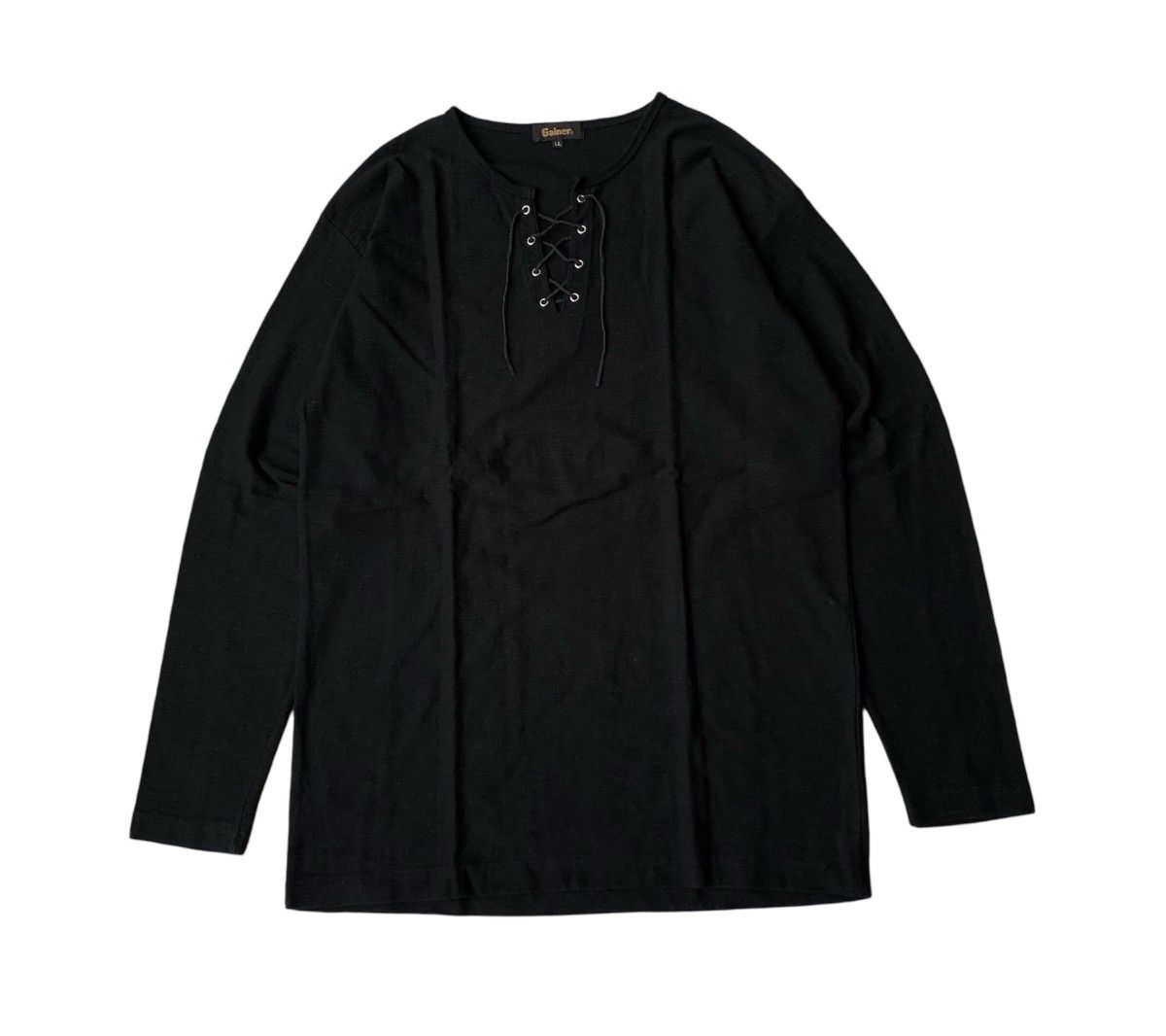 Japanese Brand Gainer Lace Up Longslevee Tshirt Size US XL / EU 56 / 4 - 1 Thumbnail