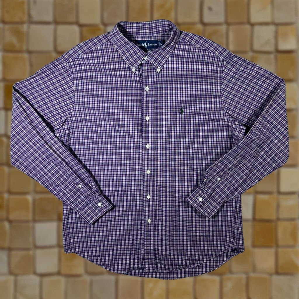 Ralph Lauren Vintage Ralph Lauren Purple Check Long Sleeve Button-Down Shirt Large XL Classic Fit Men’s Button-Up Collared Cotton Shirt Size US L / EU 52-54 / 3 - 1 Thumbnail