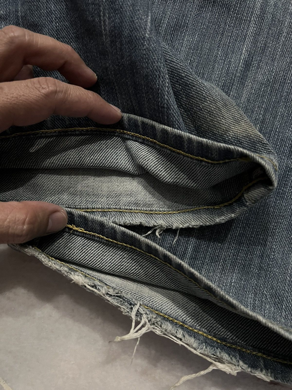 Edwin × If Six Was Nine × Le Grande Bleu (L.G.B.) VINTAGE EDWIN 504 R MUD WASH DISTRESS JEANS Size US 30 / EU 46 - 10 Thumbnail
