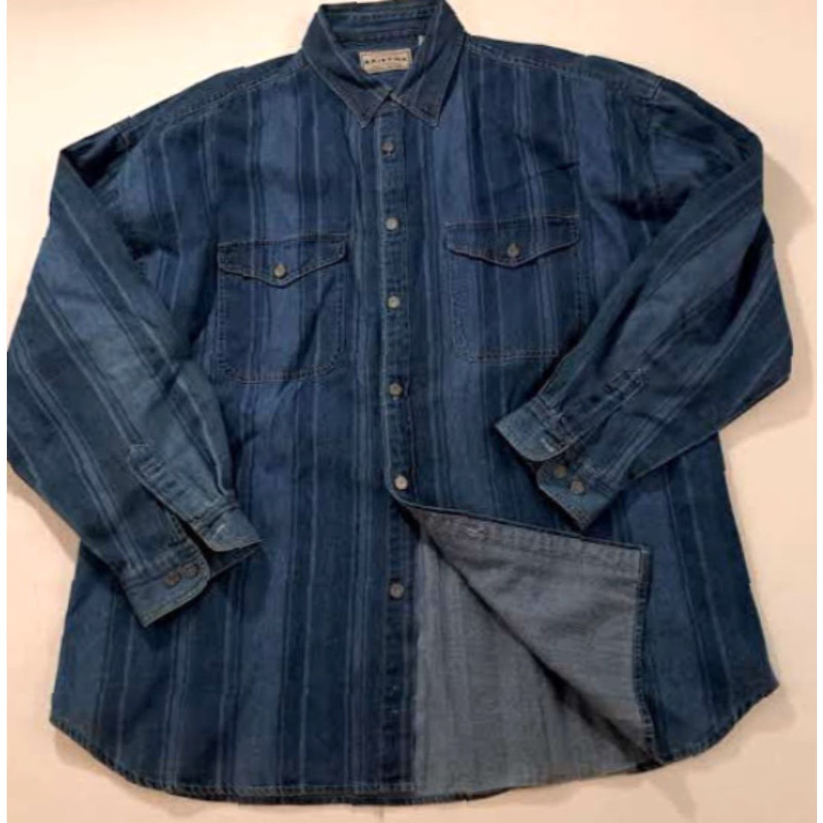 Vintage VINTAGE Arizona Shirt Button-Up Striped Cotton Blue XL Men Regular Long Sleeve Canvas Size US XL / EU 56 / 4 - 3 Thumbnail