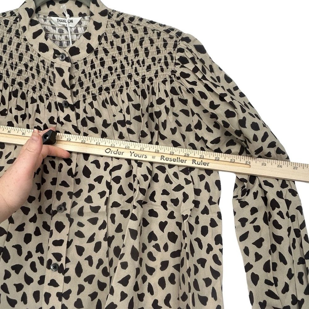 THAKOON THAKOON AL BEIGE COMBO PRINTED SMOCKED TOP WOMEN SIZE XS Size XS / US 0-2 / IT 36-38 - 5 Thumbnail