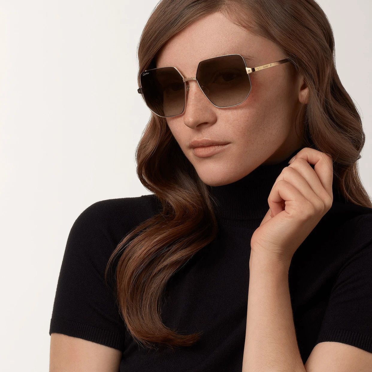 CARTIER SUNGLASSES BUFFS WOOD GOLD SILVER ESW00577 Accessories