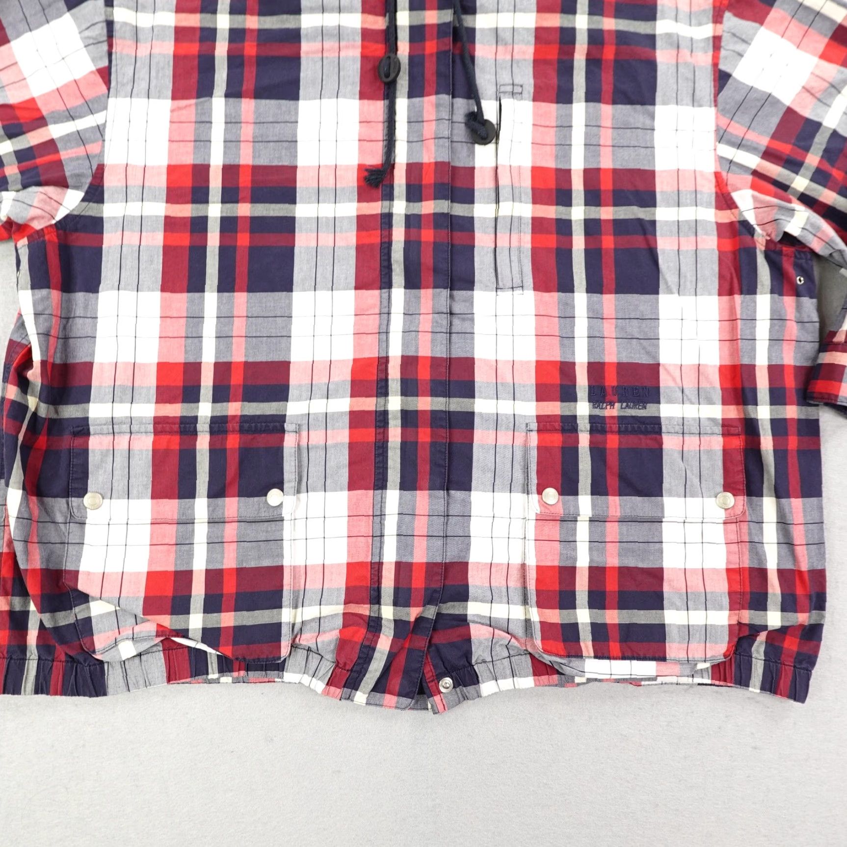 Ralph Lauren Lauren Ralph Lauren Women's Jacket Large Red Plaid Hooded Zip Snap Coat Casual Outdoor Size L / US 10 / IT 46 - 3 Thumbnail